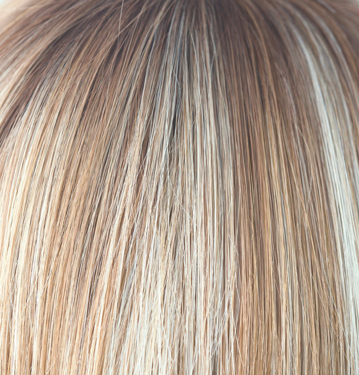 Nutmeg-F | Rooted Dark with Honey Brown base with Platinum Blonde highlight | Root: 10 Base: 27 HL: 102