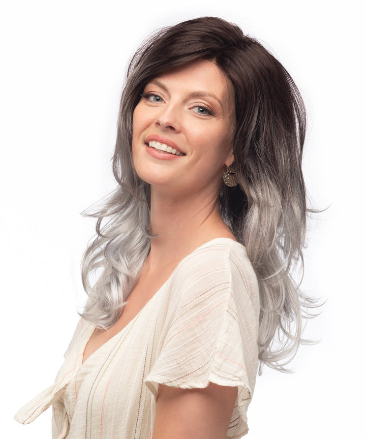 GRAYDIENTSTORM - Dark Brown Roots that Melt into Light Gray & Silver Tones Towards the Ends