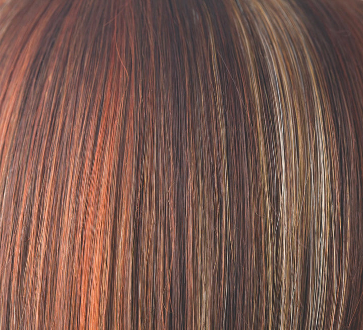 Razberry Ice | Reddish Med Brn base with 50/50 of Light Red + Golden Blond Highlights | Root: 33 Base: 31 HL: 27 and 130