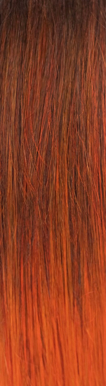 Red Copper | Shaded Brown root with orange and brown highlights with orange tips