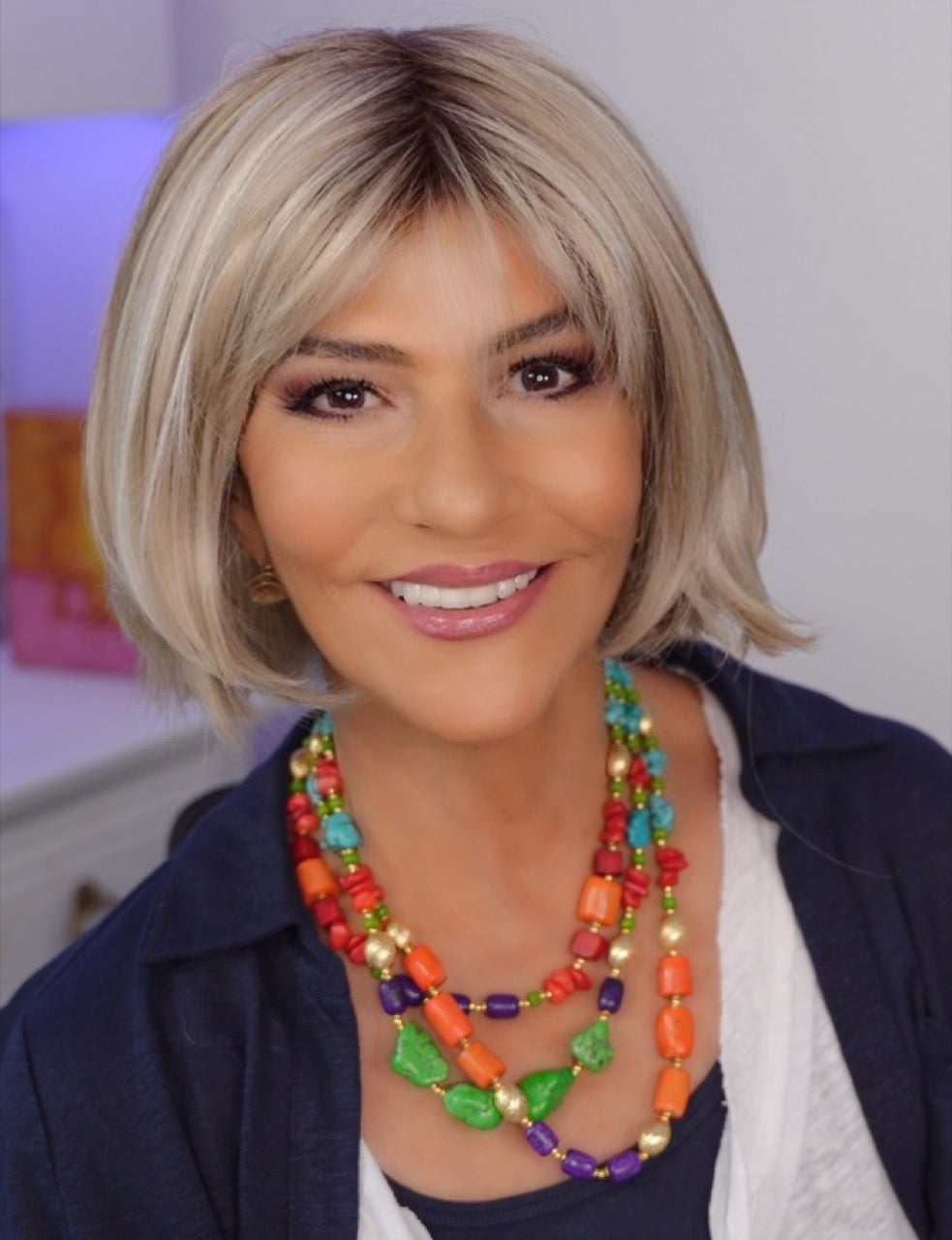 Marlene wearing Aria in Buttercream Blonde-R