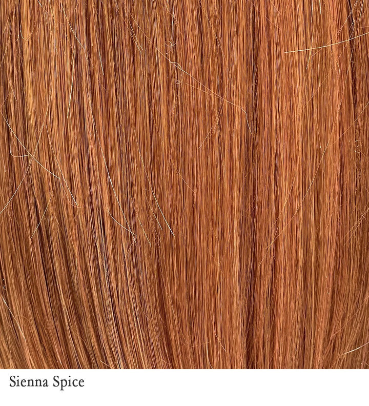 Sienna Spice 30+Orange | Unrooted, true light strawberry blonde/red with low light and highlights for variegated dimension.