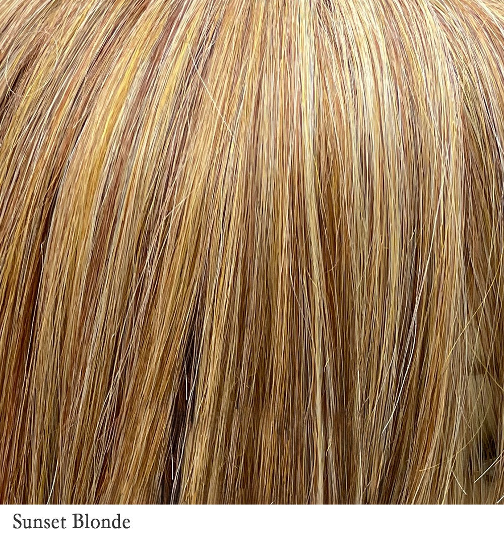 Sunset Blonde 13/27/613 | Warm blonde with tons of dimension, light gold blonde highlight and light auburn mixed to create more depth of color. Unrooted.