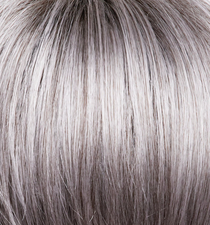 Silver Stone-R | White silver tone front, silver/soft brown at middle, dark brown mixed with silver nape + dark brown root