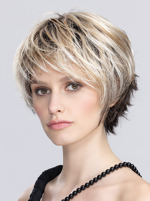 Bisquit Blonde Rooted 20.25.6 | Darkest Brown with Light Golden Blonde and Winter White Blend with Shaded Roots