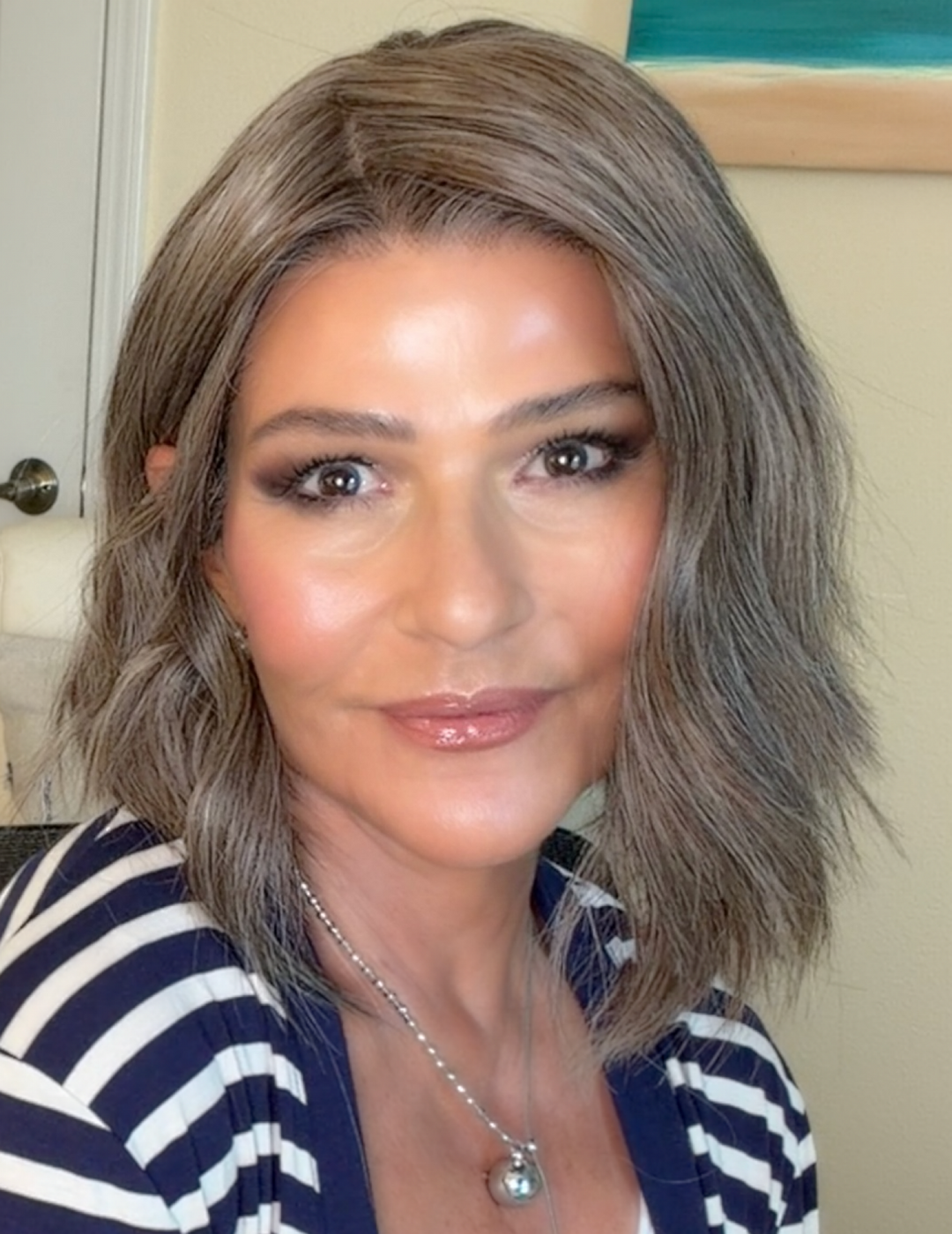 Marlene wearing Skylar in 39F38 Roasted Chestnut