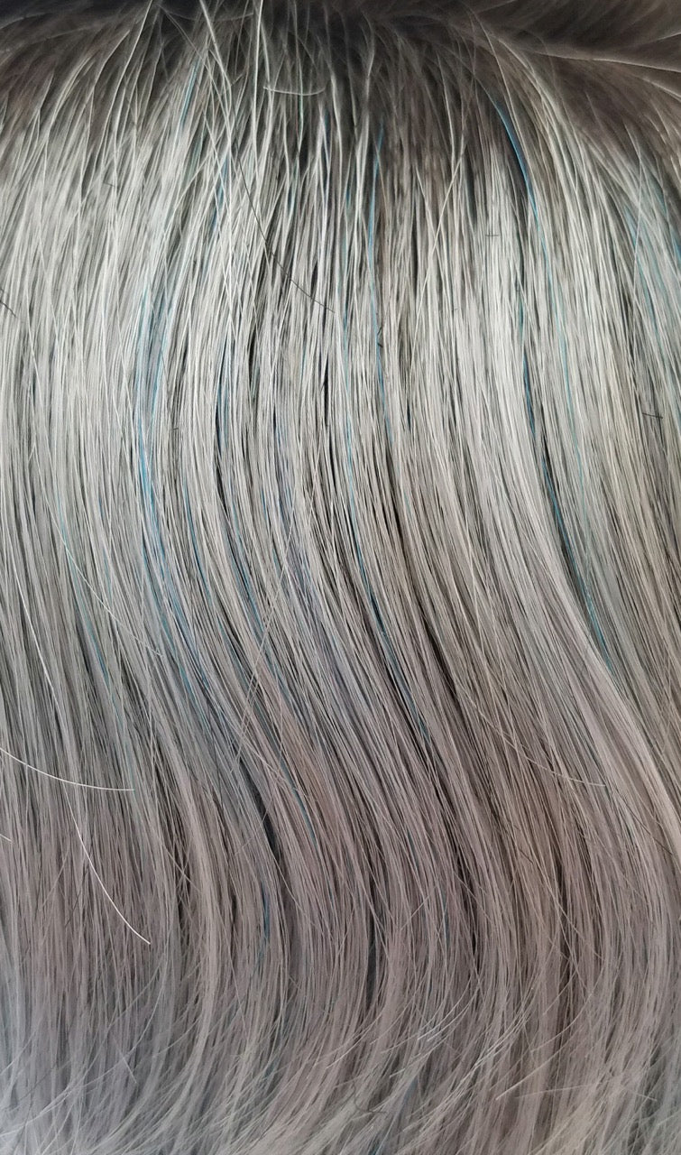 Snowy Sapphire-R | Smoky toned soft black root + silver white base with a hint of soft blue