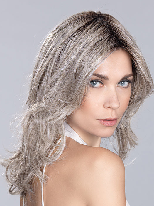 Voice in Stone Grey Rooted 58.51.56 | Grey with Black/Dark Brown and Lightest Blonde Blend