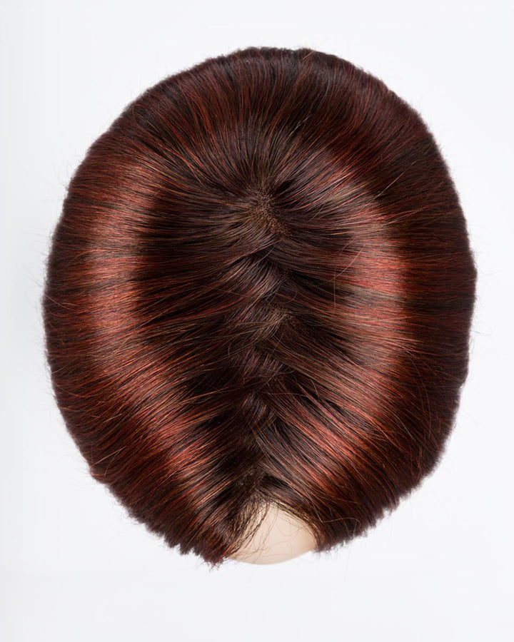 Wine Red Rooted 33.130.4 | Dark Auburn, Deep Copper Brown, And Darkest Brown Blend With Shaded Roots
