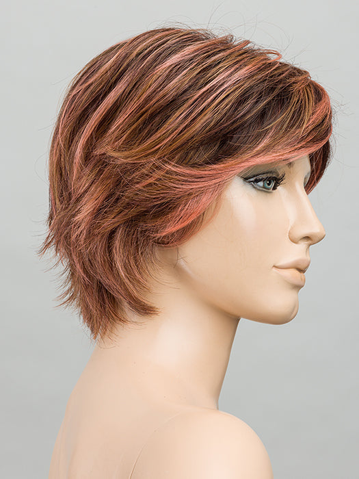 Rosewood Lighted | Medium Brown, Caramel, And Rose Gold Blend With Highlights Throughout And Concentrated in The Front With Shaded Roots