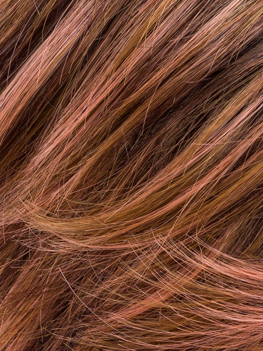 Rosewood Lighted | Medium Brown, Caramel, And Rose Gold Blend With Highlights Throughout And Concentrated in The Front With Shaded Roots