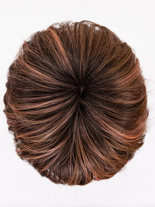 Rosewood Lighted | Medium Brown, Caramel, And Rose Gold Blend With Highlights Throughout And Concentrated in The Front With Shaded Roots