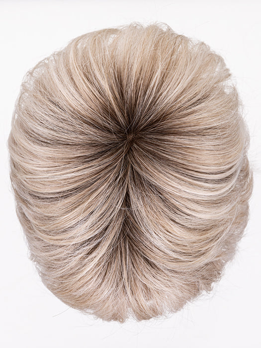 Silver Blonde Rooted 60.23.58 | Pearl White And Lightest Pale Blonde Mixed With Dark And Lightest Brown With Grey Blend And Shaded Roots