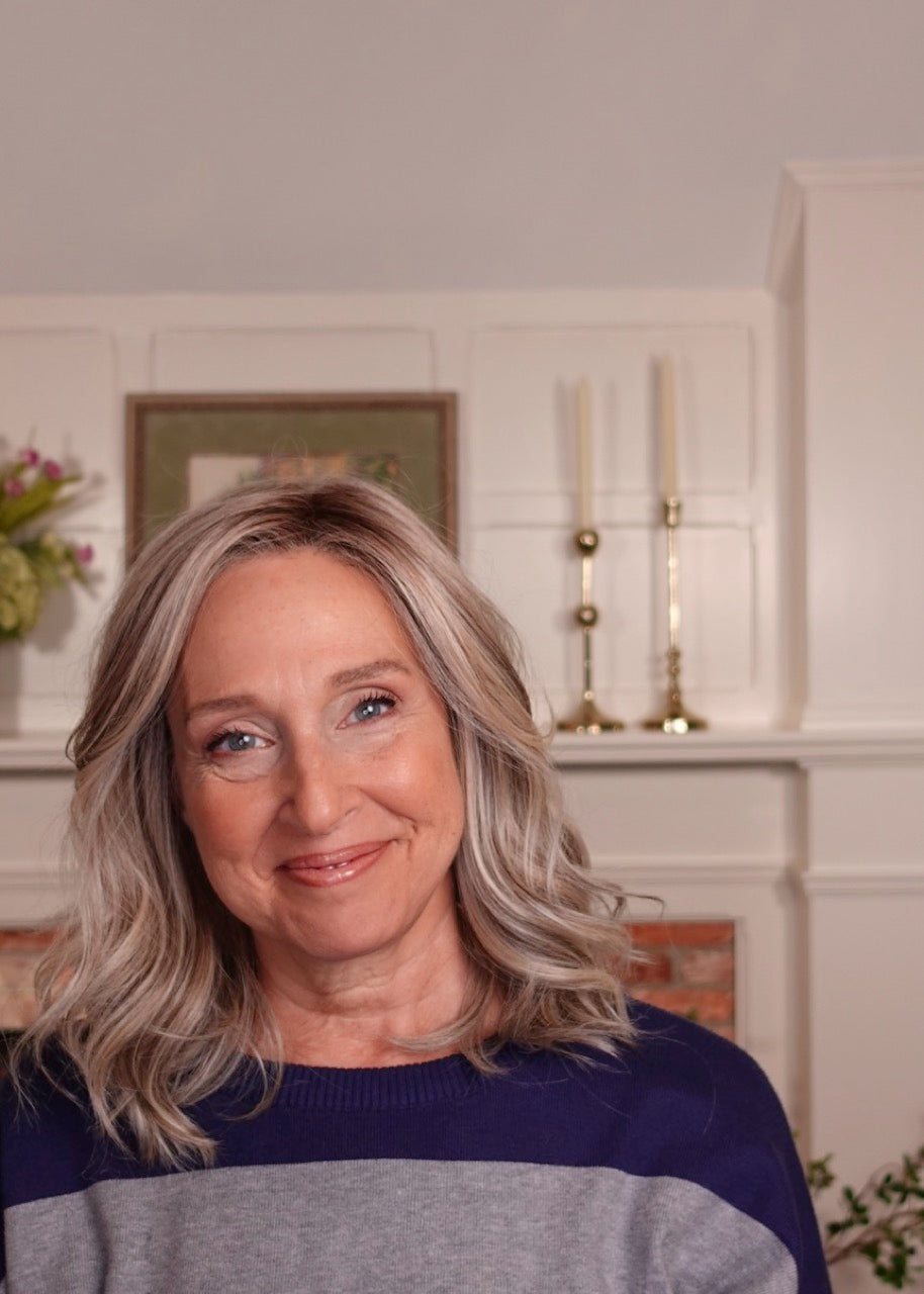 Frannie wearing Bradshaw in Cool Chai Blonde-R