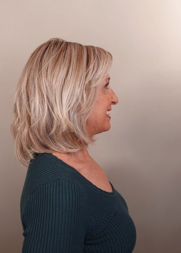 Frannie wearing Tribeca in Milkshake Blonde-R