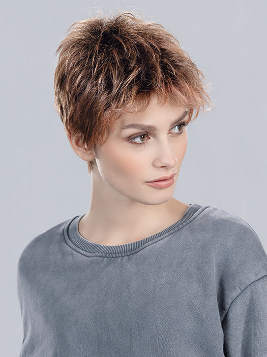 Rosewood Rooted | Medium Brown, Caramel, And Rose Gold Blend With Shaded Roots