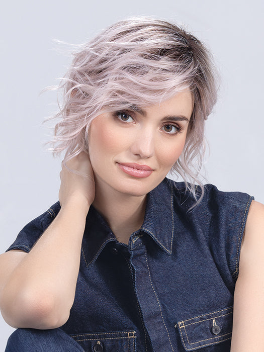 Pastel Rose Rooted | Pearl Platinum And Lightest Ash Blonde With Rose Pink Blend And Shaded Roots