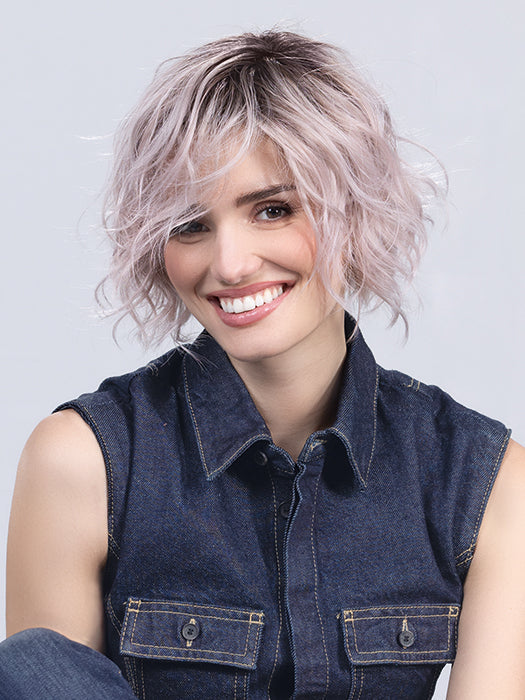 Pastel Rose Rooted | Pearl Platinum And Lightest Ash Blonde With Rose Pink Blend And Shaded Roots