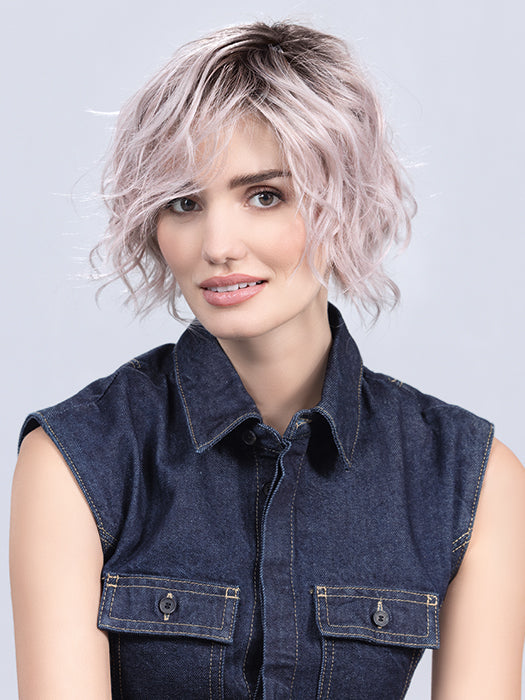 Pastel Rose Rooted | Pearl Platinum And Lightest Ash Blonde With Rose Pink Blend And Shaded Roots