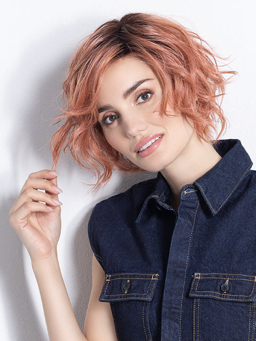 Rose Blush Rooted | Light Copper, Peach, And Soft Rose Gold Tones With Subtle Golden Undertones And Shaded Roots