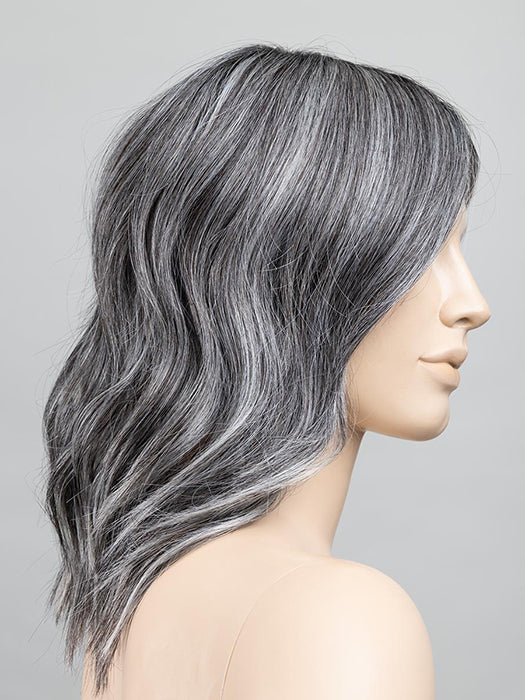 Salt/Pepper Rooted 51.44.39 | Black/Dark Brown, Darkest Brown, And Lightest Brown With Grey Blend And Shaded Roots