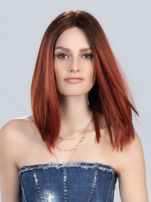 Firestorm Rooted | Granat Red And Darkest Brown Blend With Shaded Roots