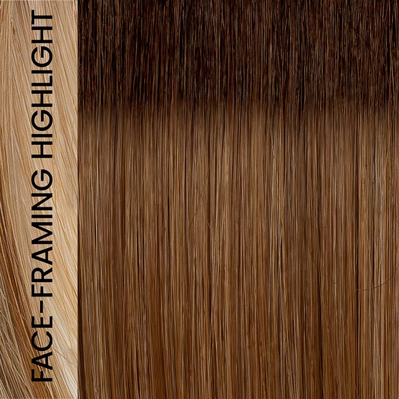EL12/22/R8 Caramel Cream Lighted | Light Golden Brown with Gold Blonde Highlights and Face Framing Highlights