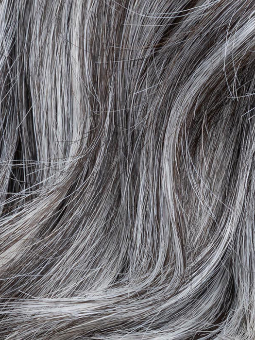 Salt/Pepper Rooted 51.44.29 | Black/Dark Brown, Darkest Brown, And Lightest Brown With Grey Blend And Shaded Roots
