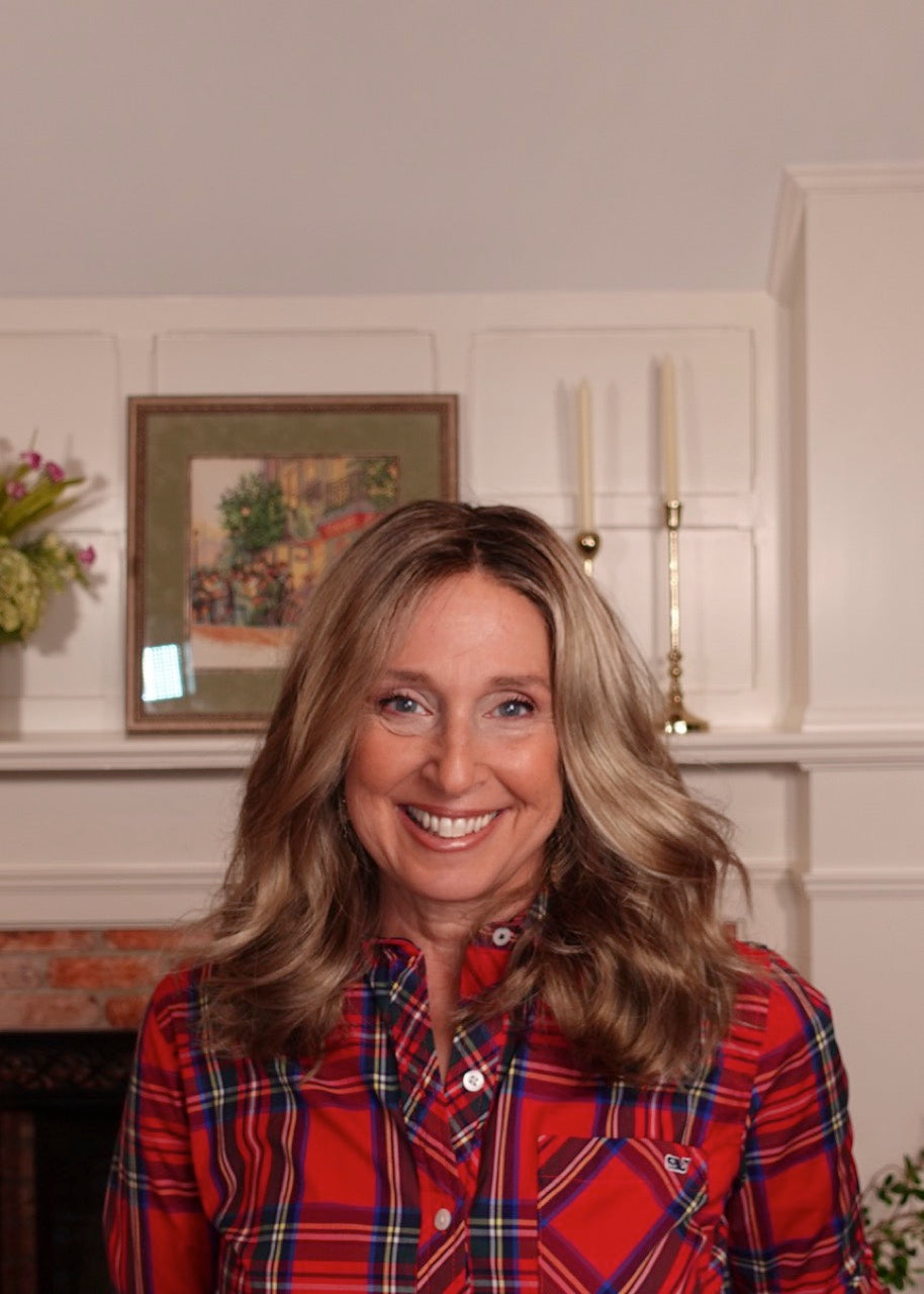 Frannie wearing Molly in Golden Sandstone