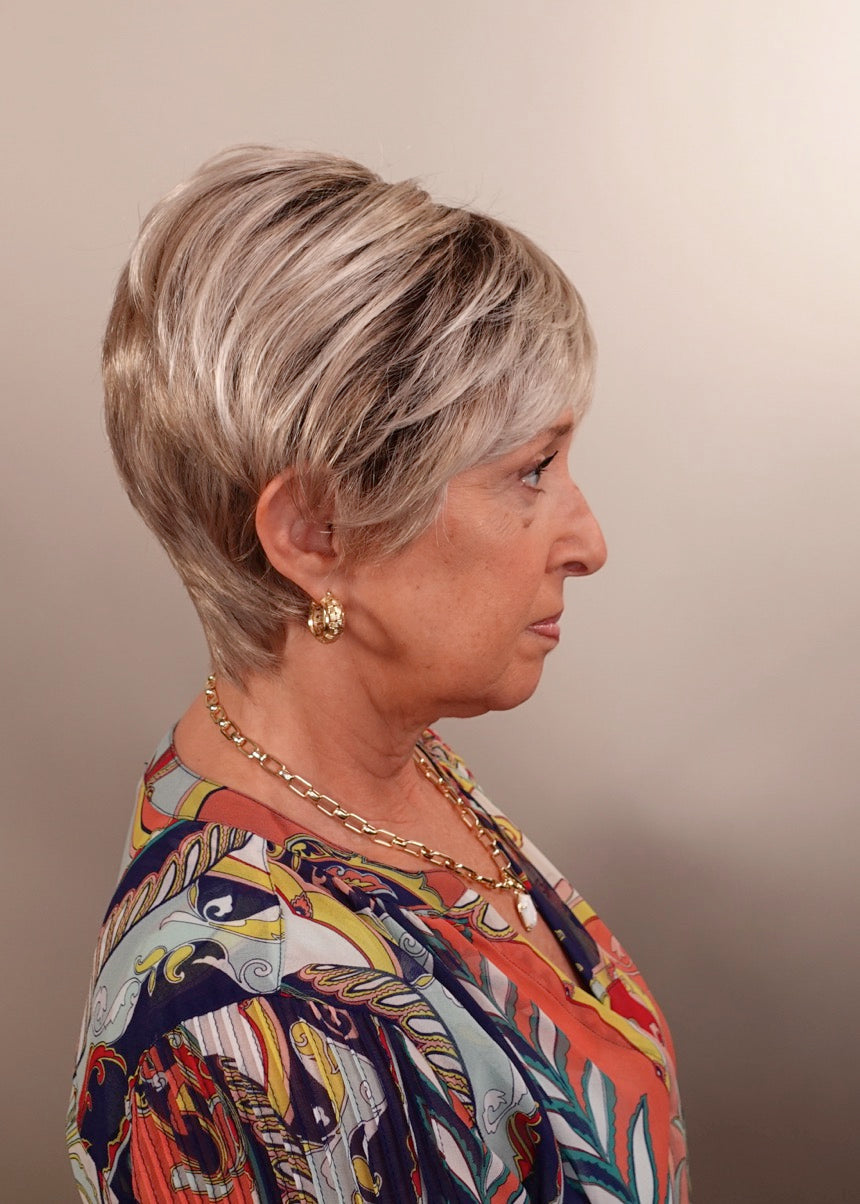 Frannie wearing Tiffany Hand Tied in Platinum Shadow