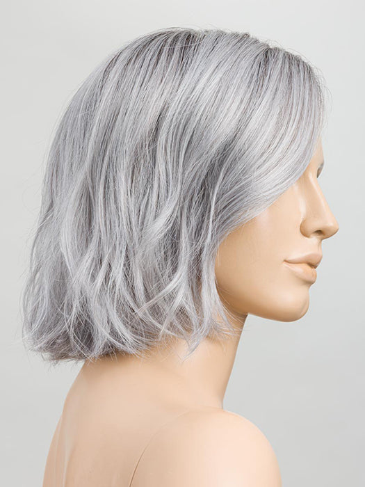 Metallic Grey Rooted 60.51.44 | Pearl White, Darkest/Lightest Brown, And Dark Brown With Grey Blend With Shaded Roots