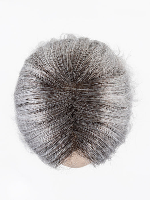 Metallic Grey Rooted 60.51.44 | Pearl White, Darkest/Lightest Brown, And Dark Brown With Grey Blend With Shaded Roots