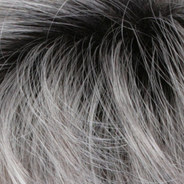 CHROMERT1B | 38/56/60 RT1B | Gray &amp; White with 25% Medium Brown Blend &amp; Off-Black Roots