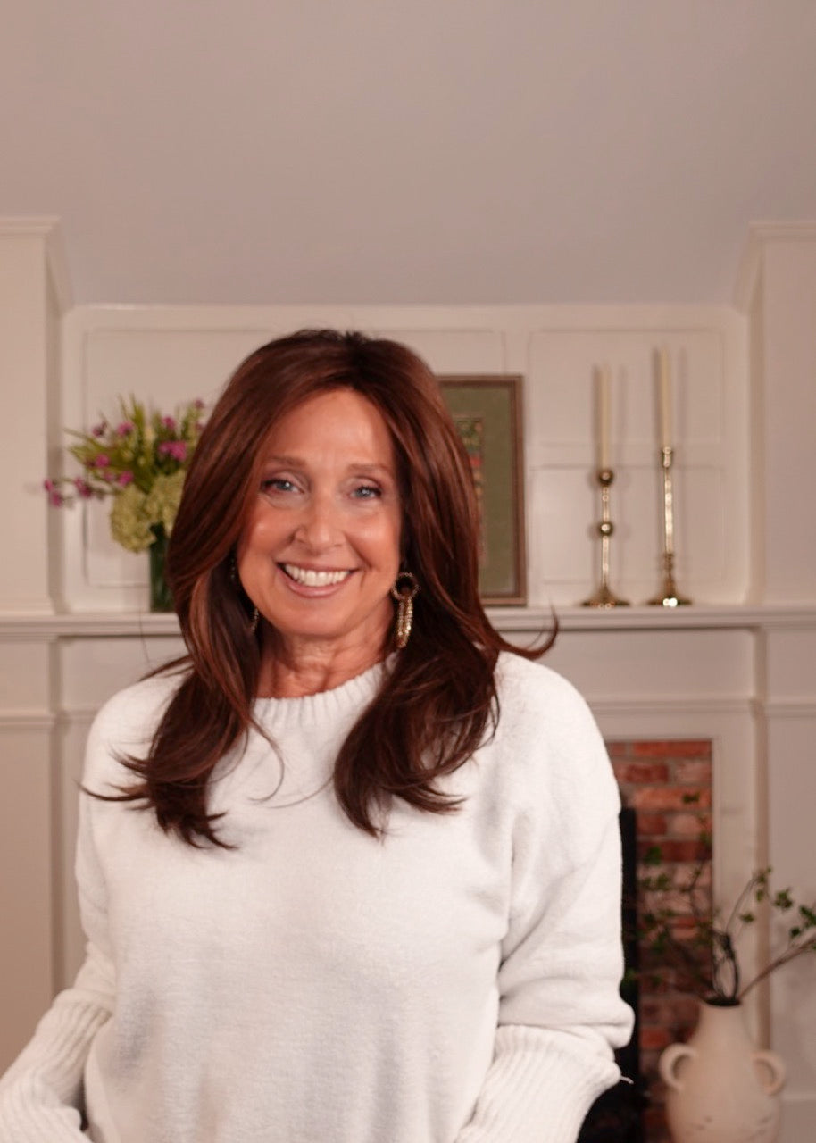 Frannie wearing Alasia in Chocolate Multi Shaded