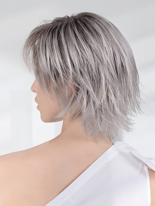 Metallic Grey Rooted 60.51.44 | Pearl White, Darkest/Lightest Brown, And Dark Brown With Grey Blend With Shaded Roots