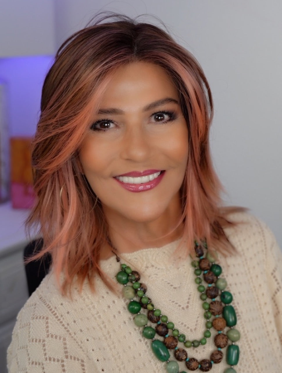 Marlene wearing Flow in Rosewood Lighted