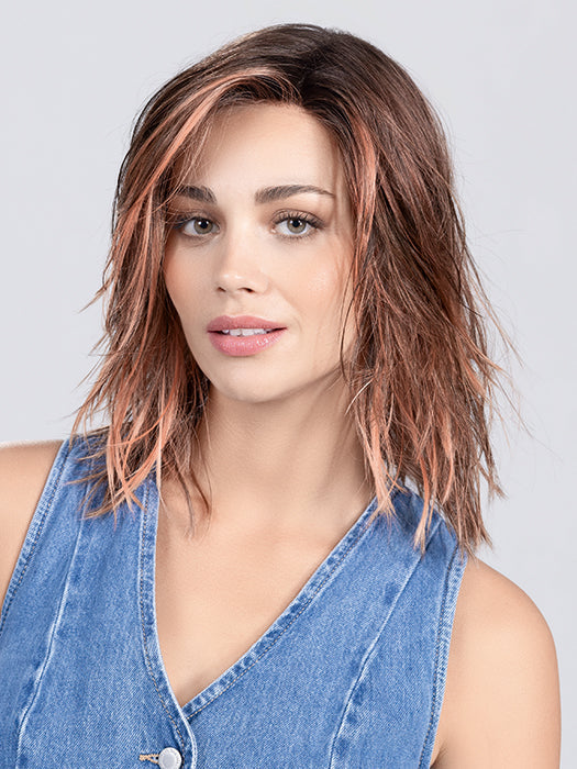 Rosewood Lighted | Medium Brown, Caramel, And Rose Gold Blend With Highlights Throughout And Concentrated In The Front