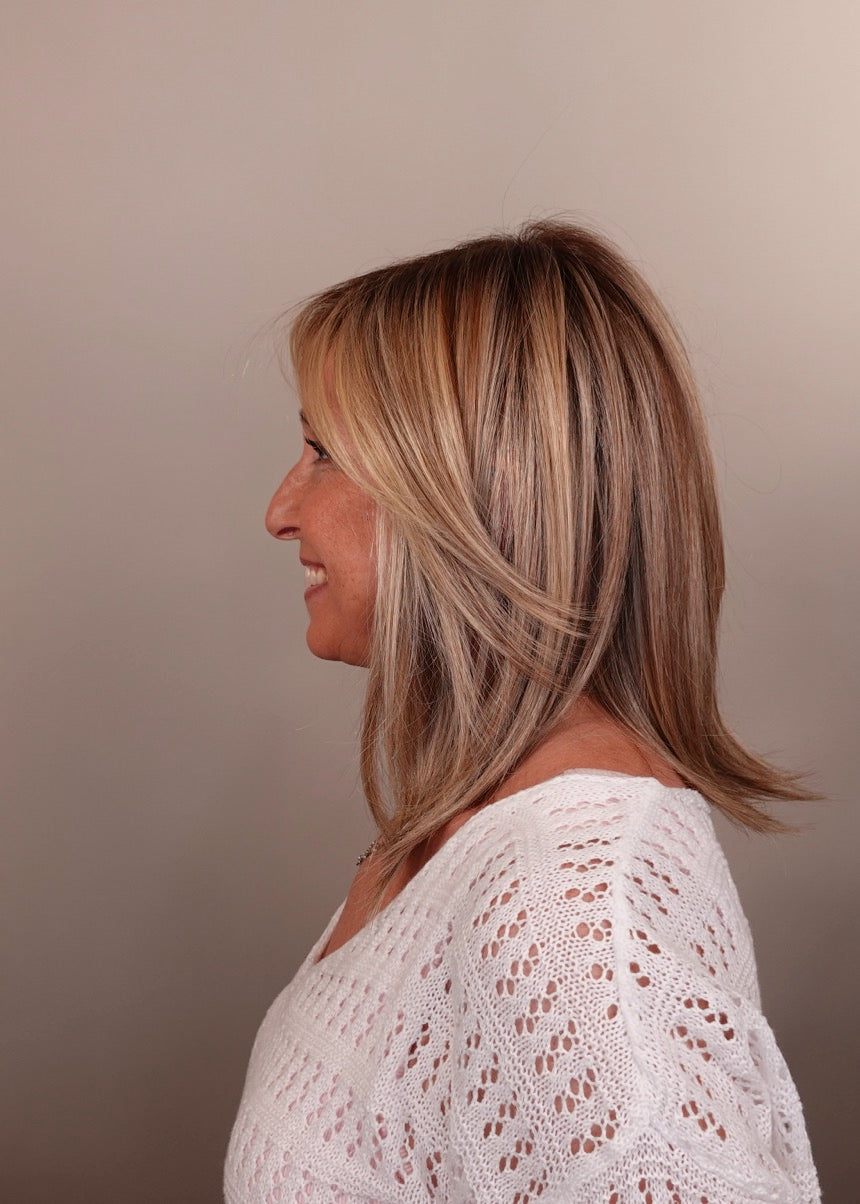 Frannie wearing Sloane in 12FS8 Shaded Praline