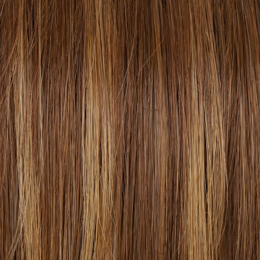 FS27 Strawberry Syrup | Medium Red-Gold Brown &amp; Light Red-Gold Blonde Blend with Light Red-Gold Blonde Bold Highlights