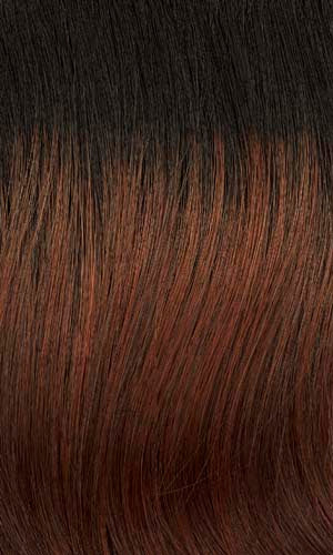 Fire red with auburn highlights and dark brown roots