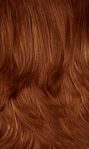 Copper red with dark strawberry blonde highlights