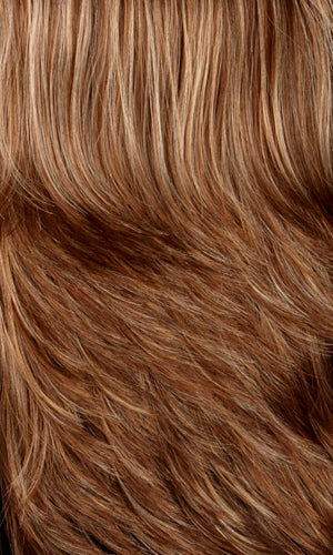 Medium brown with gold blonde, strawberry &amp; auburn highlights