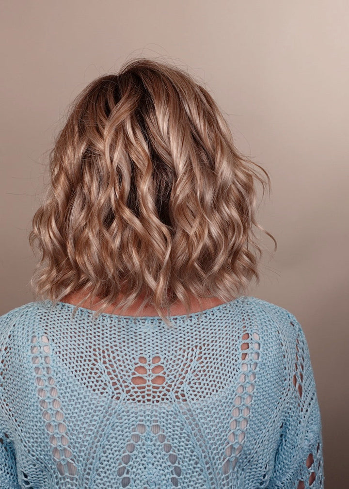 Frannie wearing January in Hand Tied Catalina Blonde