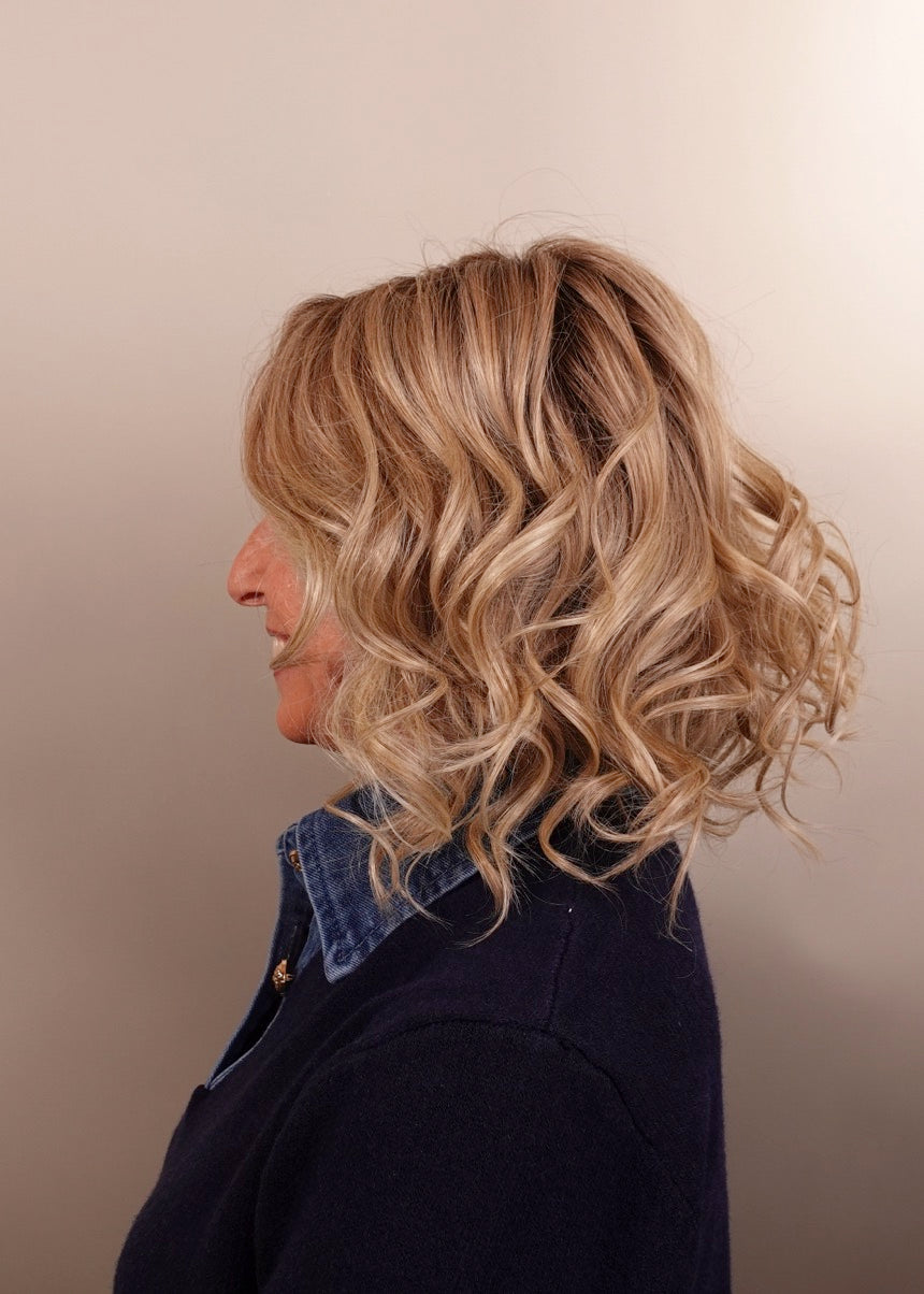 Frannie wearing Lacy Lite in 22F16S8 Venice Blonde