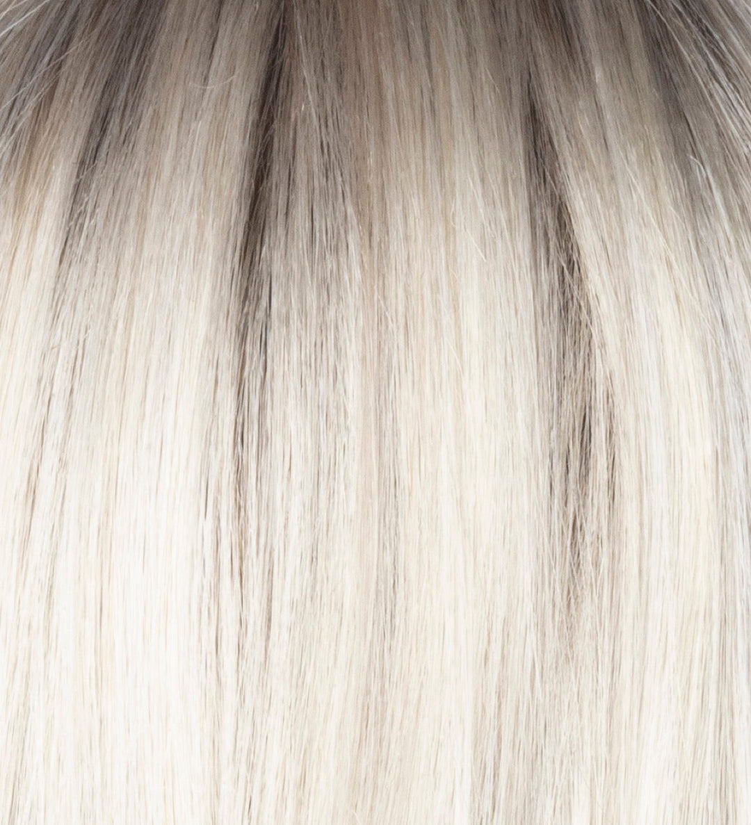 Milky Opal-R | A natural blend of platinum blond and beige blond + cool light brown shadow root, soft light brown at nape