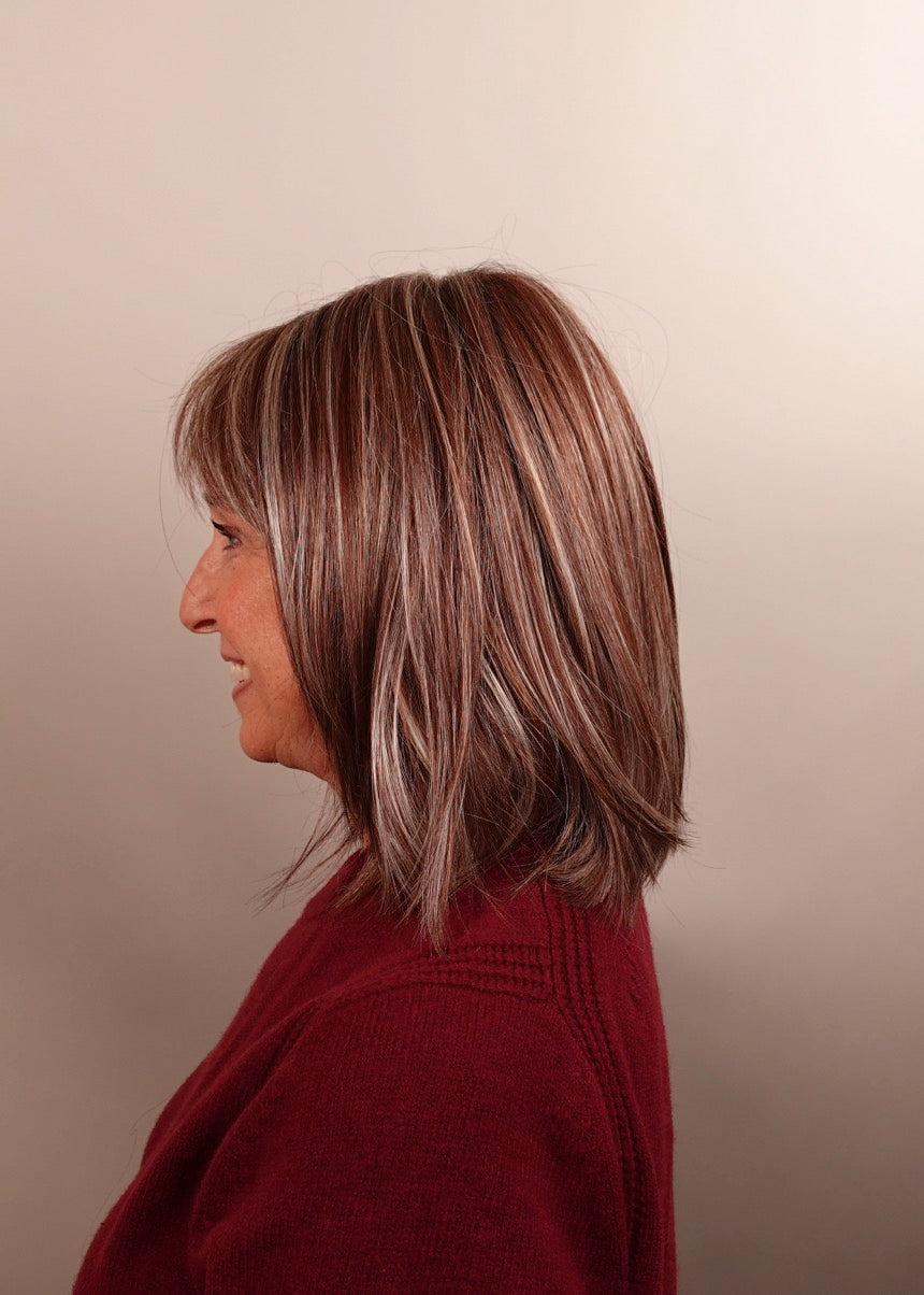 Frannie wearing Ami in Snowy Umber-R
