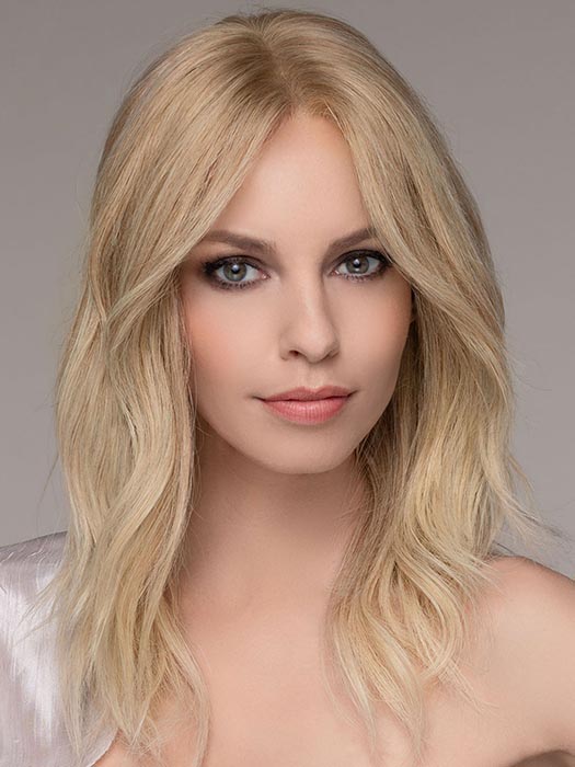 Spectra in Sandy Blonde Rooted 16.26.20 | Medium Blonde and Light Golden Blonde with Light Strawberry Blonde Blend and Shaded Roots