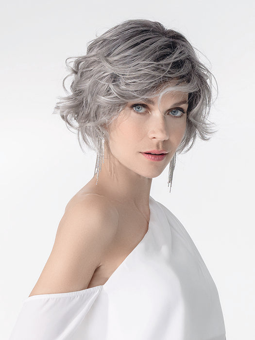 Metallic Grey Rooted 51.60 | Black/Dark Brown And Lightest Brown With Pearl White And Grey Blend With Shaded Roots