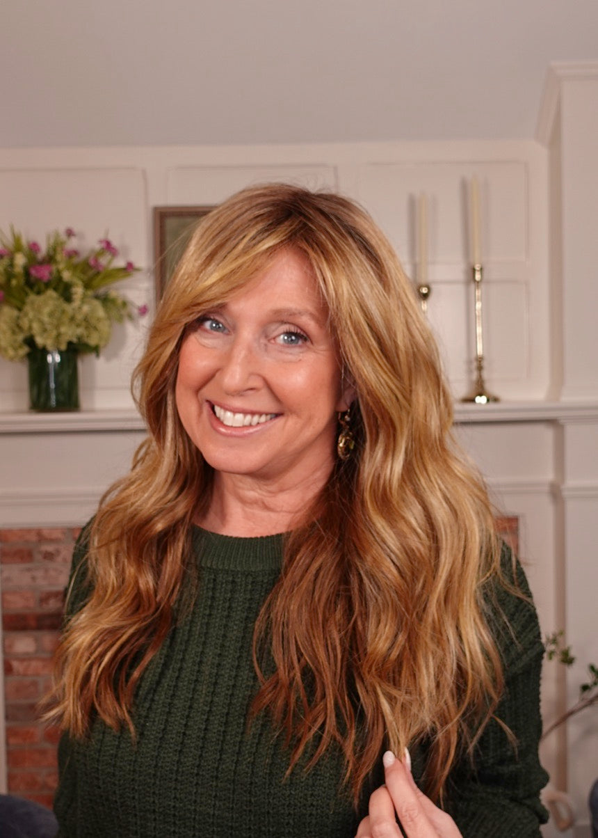 Frannie wearing Posh Wavez in Bronzed Honey-R