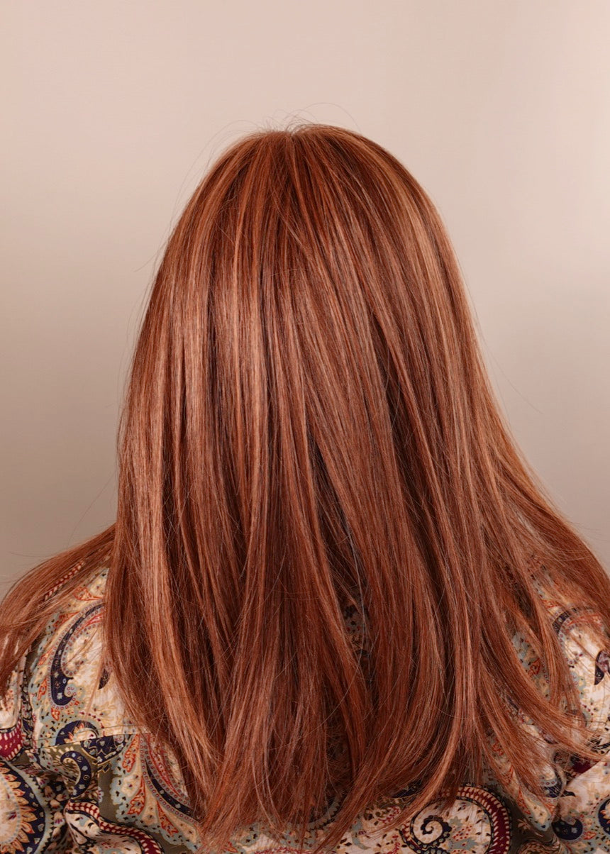Frannie wearing Box Office Beauty in Rusty Auburn